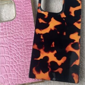 Tortoiseshell and Pink Textured Phone Cases